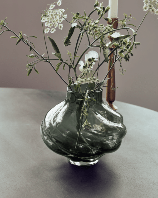 Turn vase, smoked grey