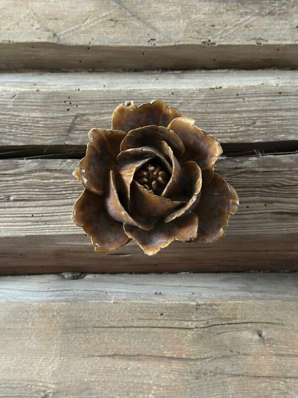 Keramikkblomst rødbrun 11x6cm - Bilde 4