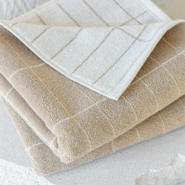 Tile stone bath towel 70x140cm Sand/Off-White
