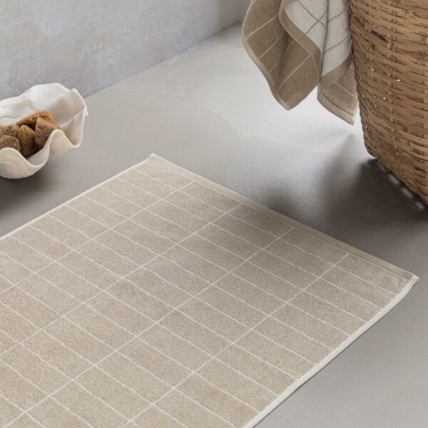 Grid bath mat 50x80cm Sand/Off-White