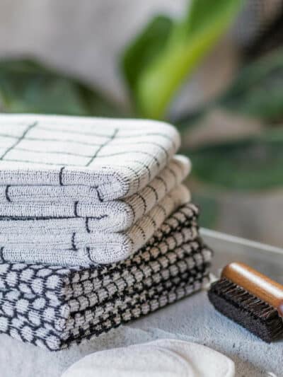 Tile stone towel 3pk Black/Off-White