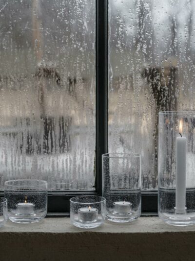 Lysestake i glass telys h9