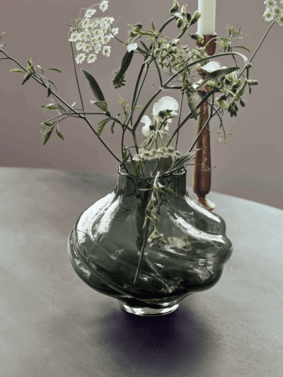 Turn vase, smoked grey