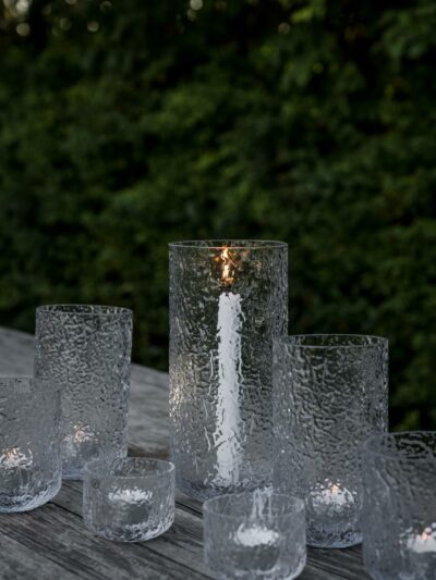 Lysestake i mønstret glass, kronelys